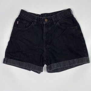 Vintage CHIC Black Roll Cuff High Waisted Black Denim Shorts Size 11M 90s